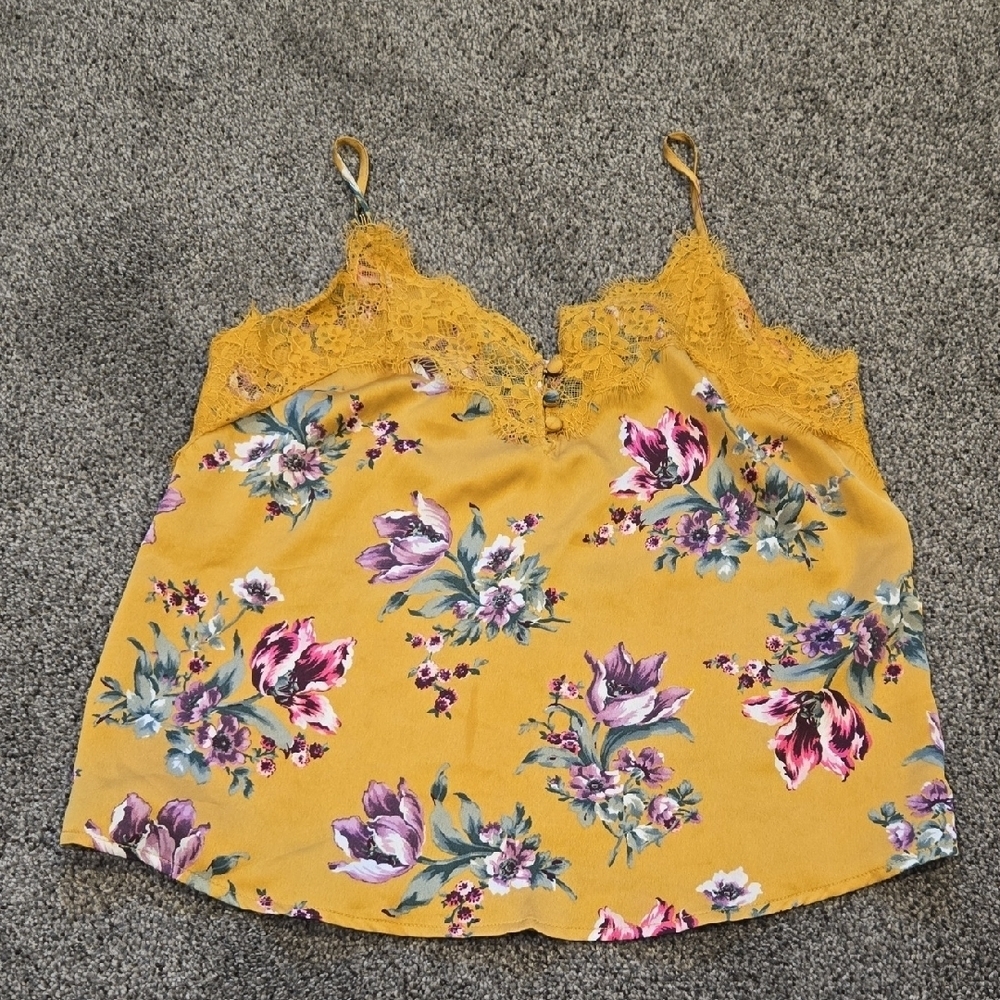 Abercrombie & Fitch Women Floral Lace Trim Top Blouse Sz S